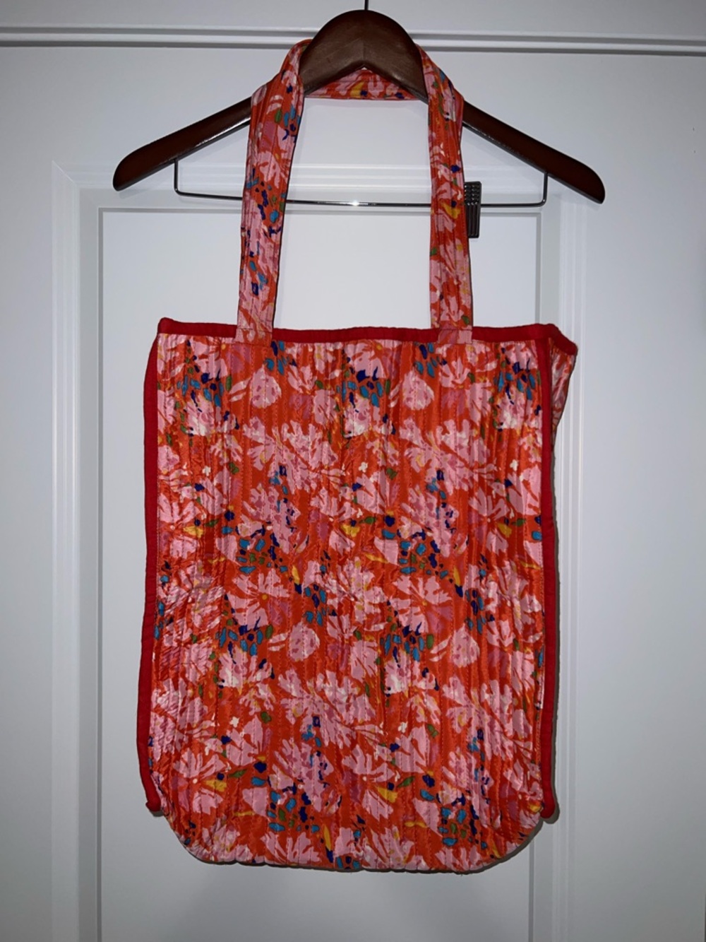 Karma Highway Floral Pink-Red Quilted Tote Bag